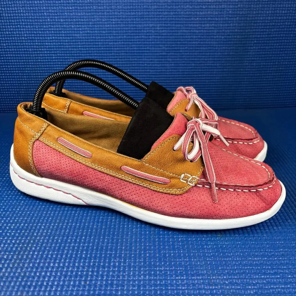 🔴 G.H BASS & CO. BASS-STERN S16 Women`s Size 10M Pink Brown Boat Shoes